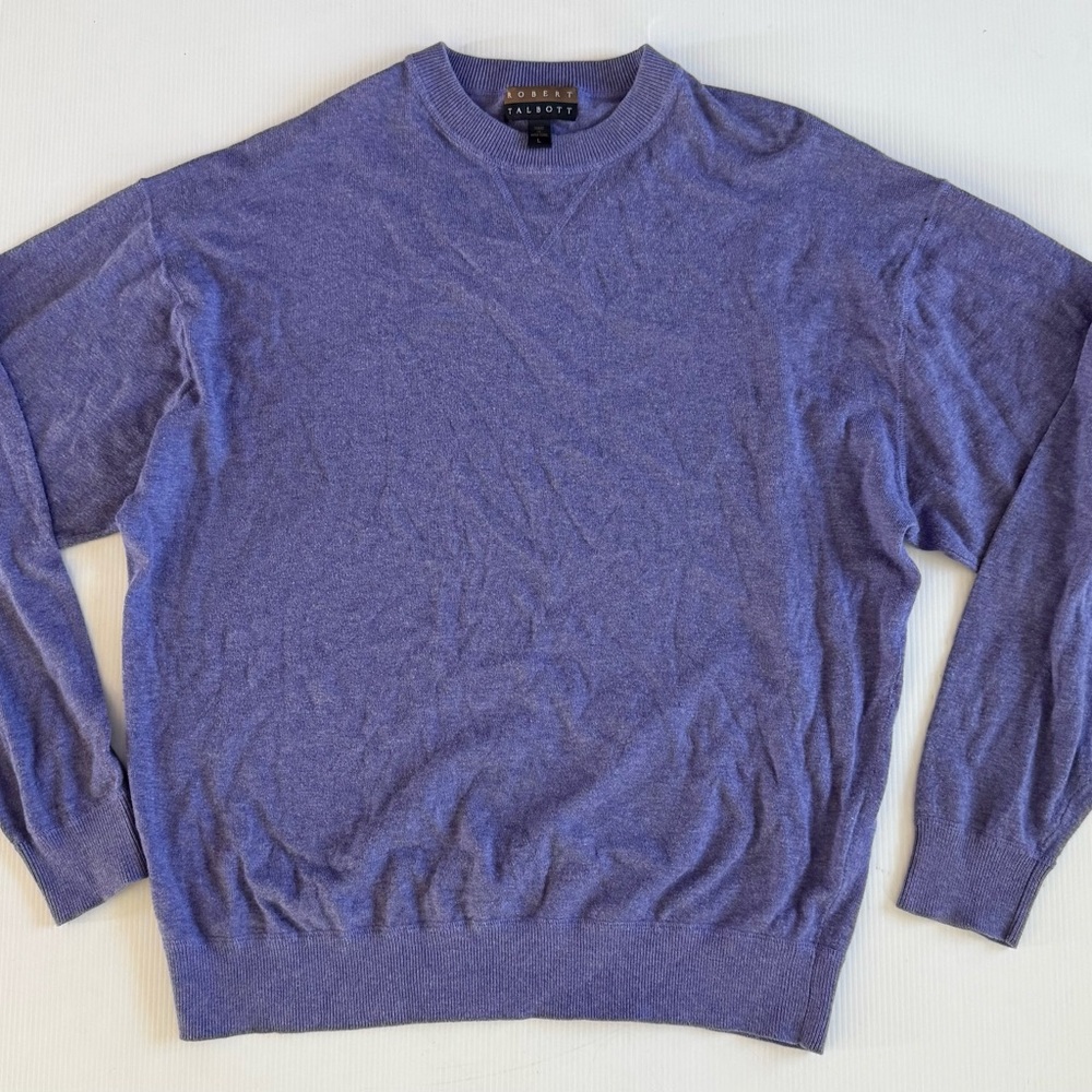 Robert Talbott Sweater Men’s L  Cotton Cashmere‎ Crew Neck Hong Kong Purple